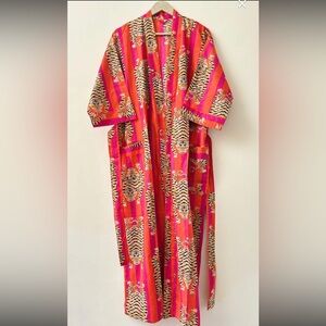 Tiger Print Robe - Orange and Pink